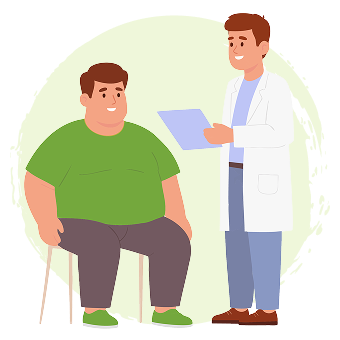 obézny muž u lekára